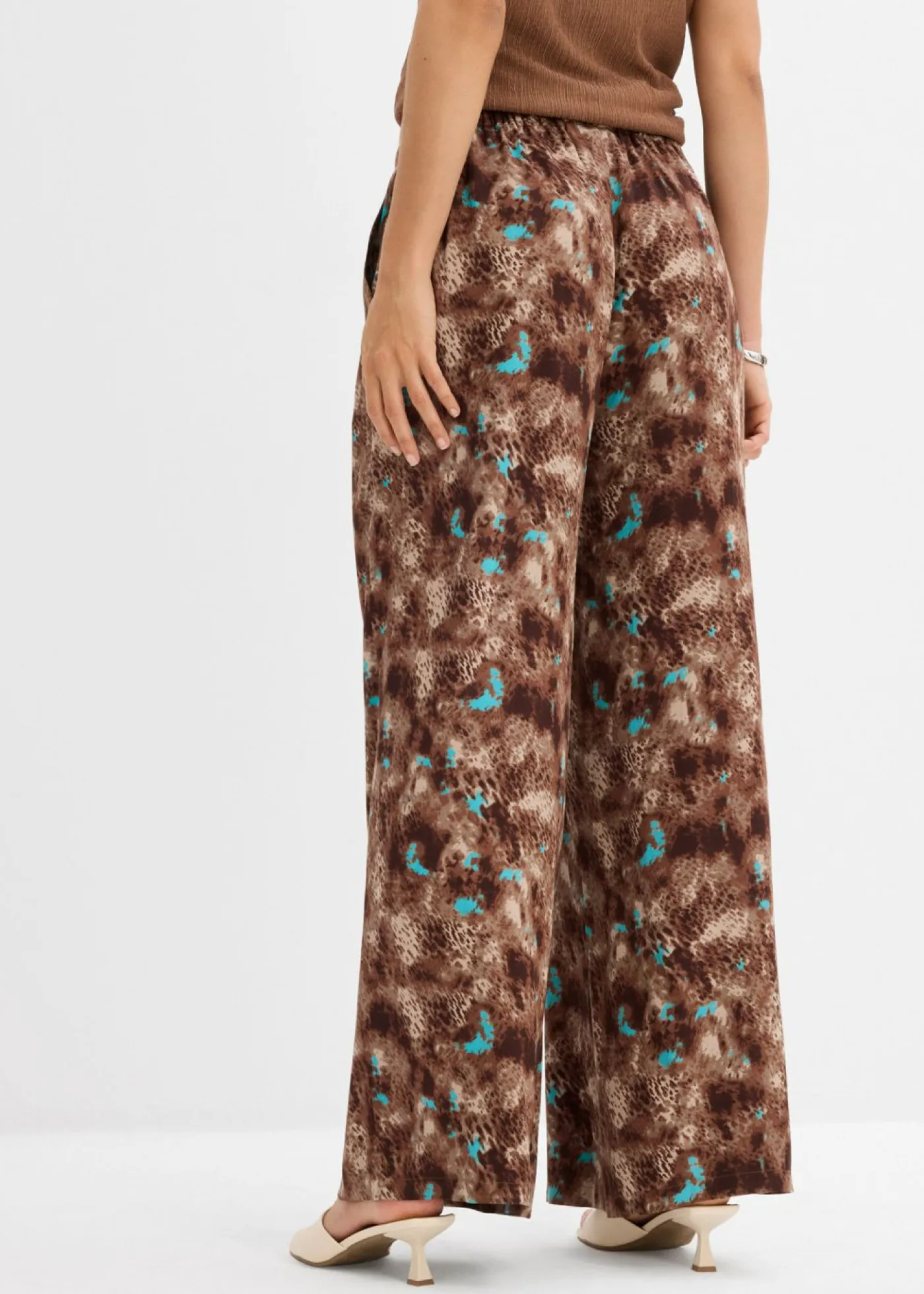bonprix bonprix Pantalón sin cierre de viscosa fluida Marrón oscuro Discount