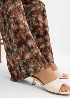 bonprix bonprix Pantalón sin cierre de viscosa fluida Marrón oscuro Discount