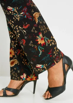 bonprix bonprix Pantalón sin cierre de viscosa Negro/rojo cayena con patrón paisley Best