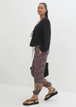 bonprix bonprix Pantalón sin cierre de viscosa fluida Azul marino con patrón paisley Outlet