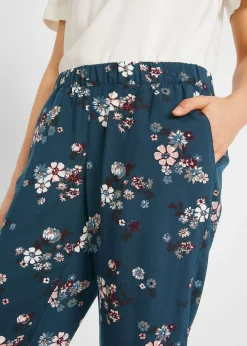 bonprix bonprix Pantalón sin cierre de viscosa sostenible Azul marino de flores Discount