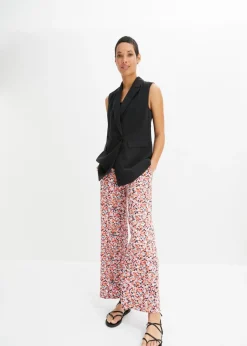 bonprix bonprix Pantalón sin cierre de viscosa pura naranja/menta de flores Online