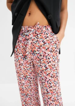 bonprix bonprix Pantalón sin cierre de viscosa pura naranja/menta de flores Online