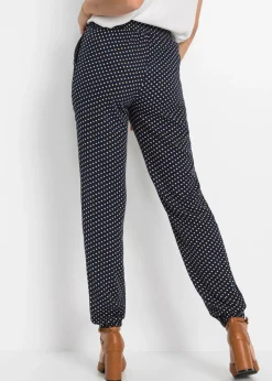 bonprix bonprix Pantalón sin cierre de viscosa pura Azul marino con estampado gráfico Best