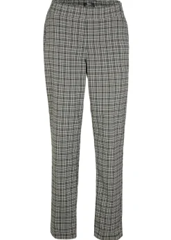 bonprix bonprix Pantalón sin cordones con estampado de cuadros negro a cuadros Discount