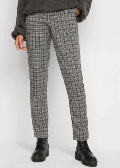 bonprix bonprix Pantalón sin cordones con estampado de cuadros negro a cuadros Discount