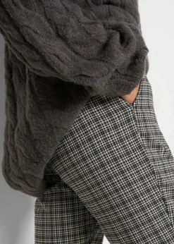 bonprix bonprix Pantalón sin cordones con estampado de cuadros negro a cuadros Discount