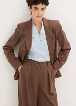 bonprix bonprix Pantalón tipo barrel con pinzas marrón Discount