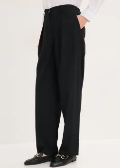 bonprix bonprix Pantalón tipo barrel con pinzas Negro Clearance