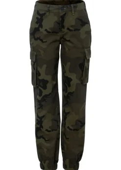 bonprix bonprix Pantalón tipo cargo de algodón puro Verde oliva oscuro estampado Online