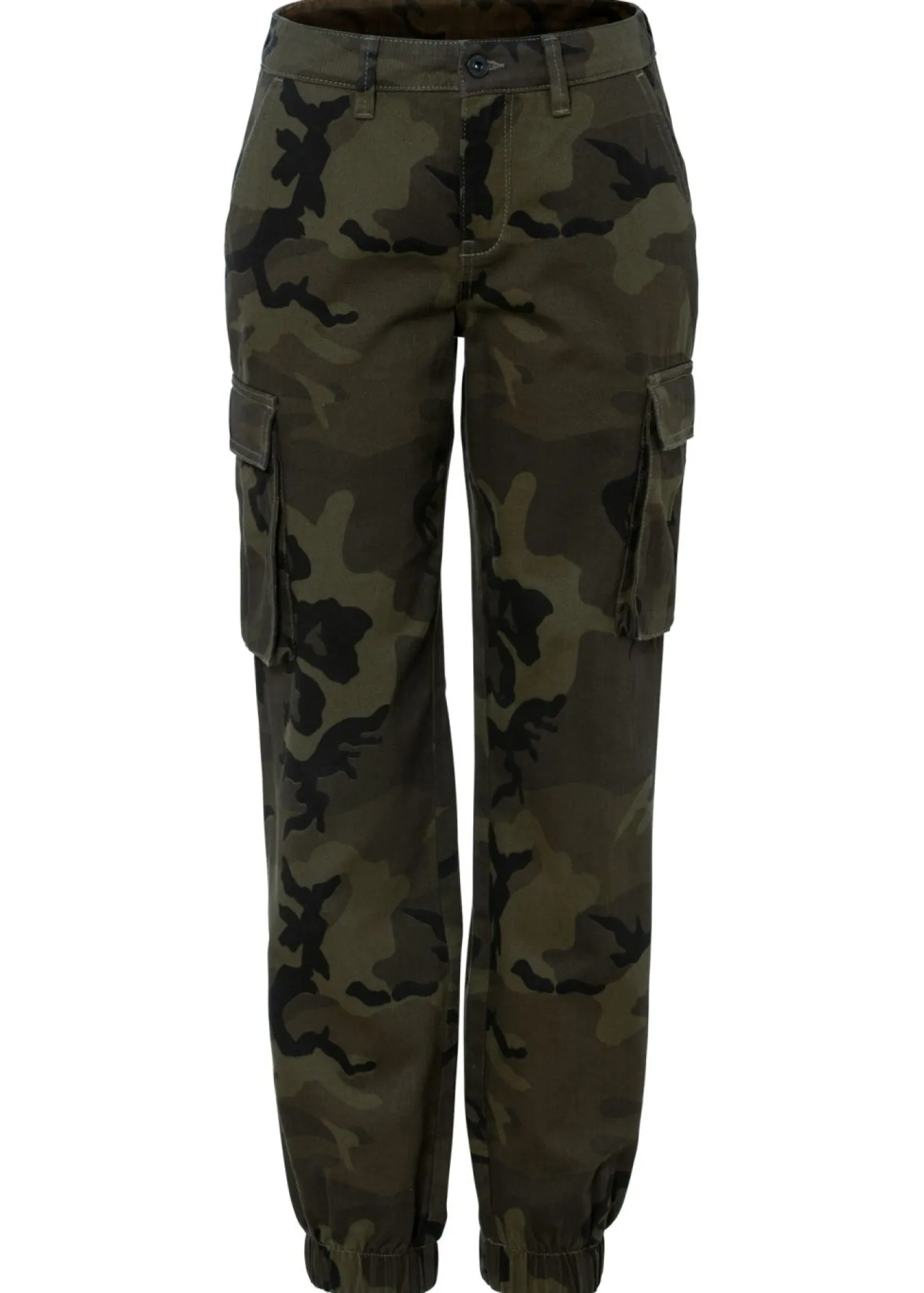bonprix bonprix Pantalón tipo cargo de algodón puro Verde oliva oscuro estampado Online