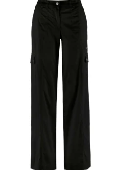 bonprix bonprix Pantalón tipo cargo de algodón, mid waist Negro Clearance