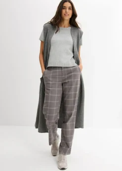 bonprix bonprix Pantalón tipo chino de cuadros gris ahumado a cuadros Online
