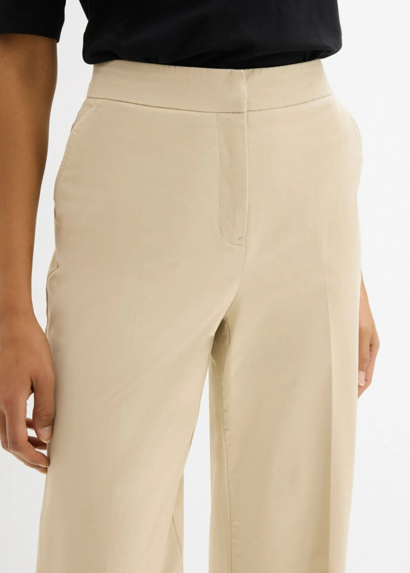 bonprix bonprix Pantalón tipo chino de sarga de algodón Arena claro Clearance