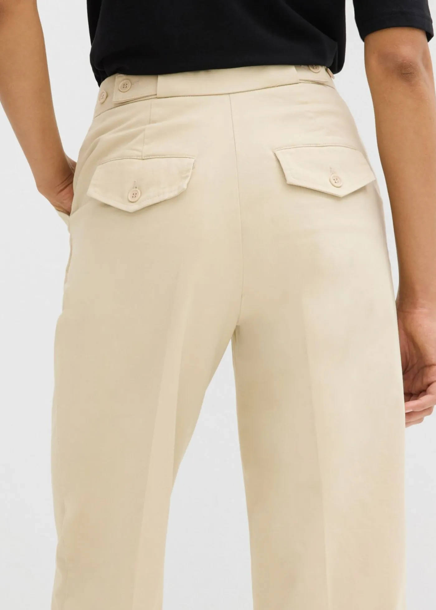 bonprix bonprix Pantalón tipo chino de sarga de algodón Arena claro Clearance
