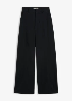 bonprix bonprix Pantalón tipo Marlene de mezcla de viscosa con cintura alta Negro New