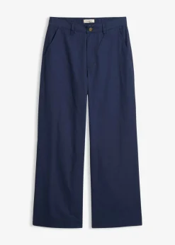 bonprix bonprix Pantalón tobillero de algodón puro Azul marino Discount