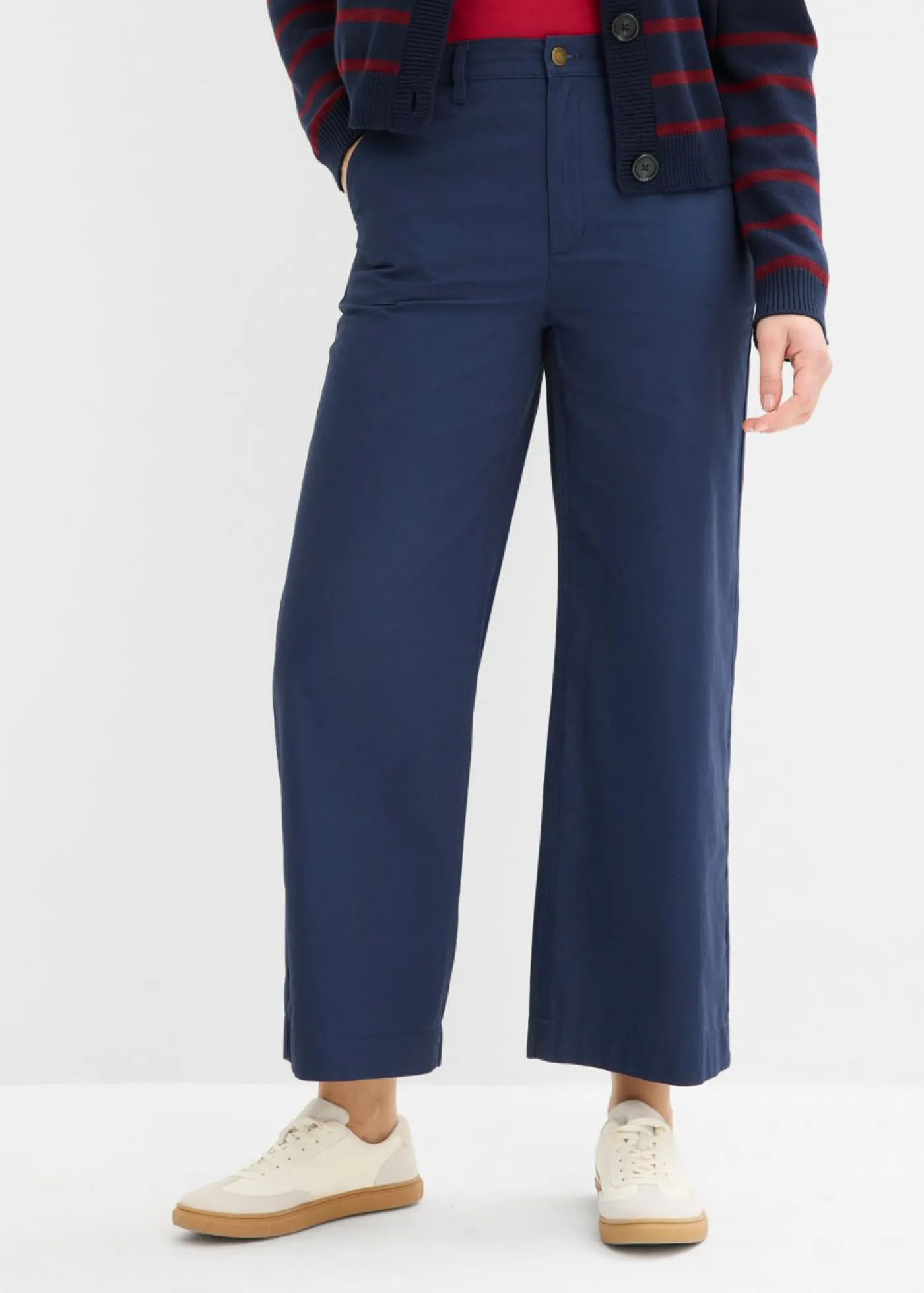 bonprix bonprix Pantalón tobillero de algodón puro Azul marino Discount