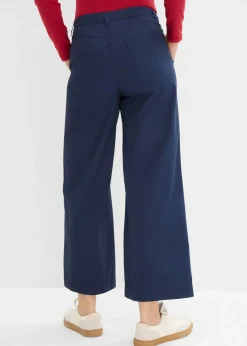 bonprix bonprix Pantalón tobillero de algodón puro Azul marino Discount