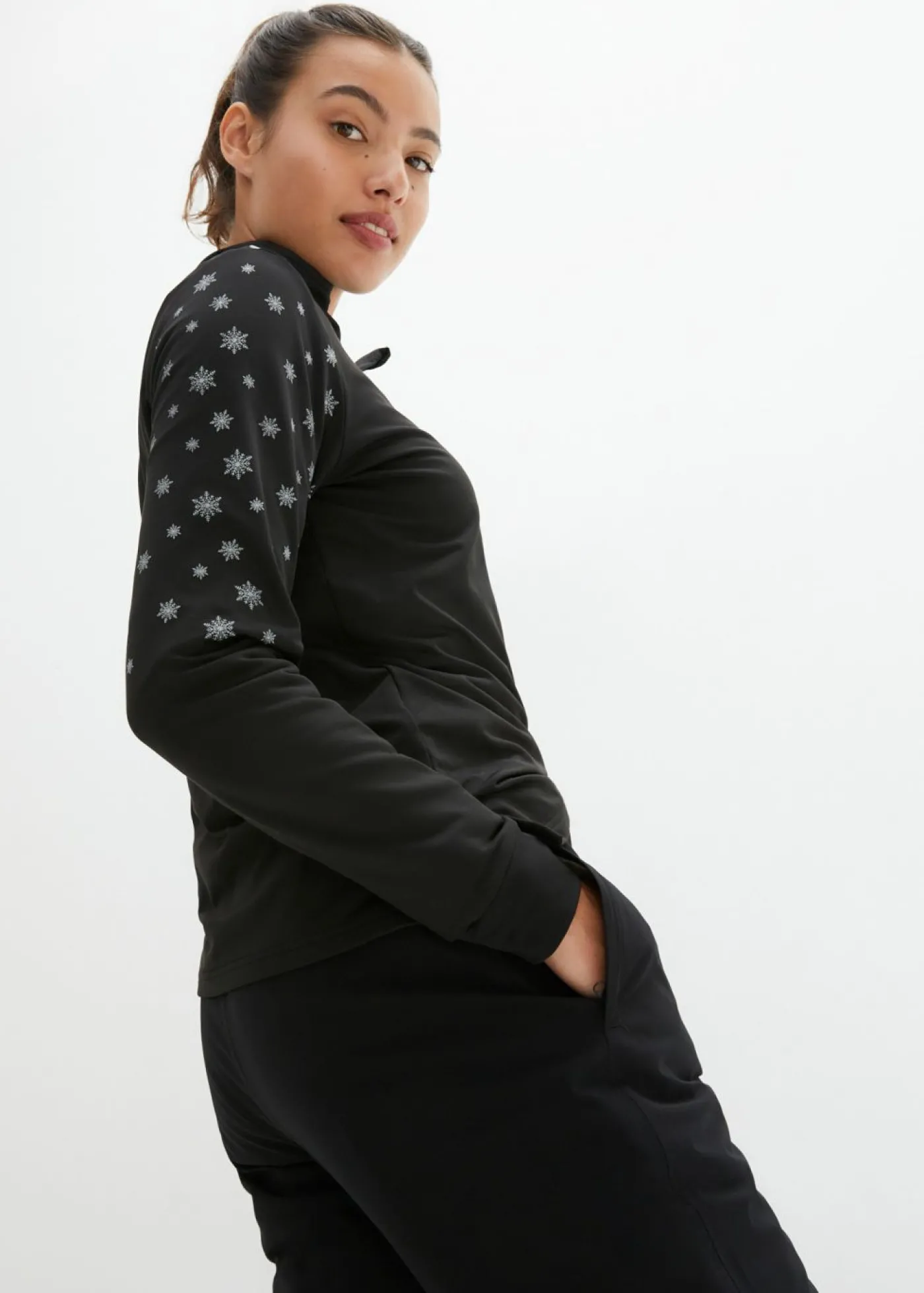 bonprix bonprix Pantalón térmico con forro polar, cintura cómoda, material impermeable y corte recto Negro Best