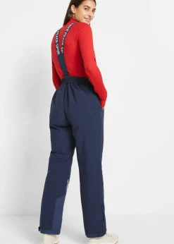 bonprix bonprix Pantalón térmico funcional de esquí con tirantes desmontables, material impermeable y corte recto Azul marino Discount