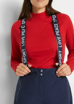 bonprix bonprix Pantalón térmico funcional de esquí con tirantes desmontables, material impermeable y corte recto Azul marino Discount