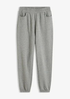 bonprix bonprix Pantalones de chándal con entrepierna extra ancha de algodón orgánico puro gris jaspeado moteado Sale