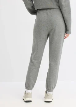 bonprix bonprix Pantalones de chándal con entrepierna extra ancha de algodón orgánico puro gris jaspeado moteado Sale