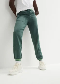 bonprix bonprix Pantalones de chándal de mezcla de algodón (2 unidades) negro + verde oscuro jaspeado Best