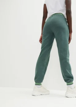 bonprix bonprix Pantalones de chándal de mezcla de algodón (2 unidades) negro + verde oscuro jaspeado Best