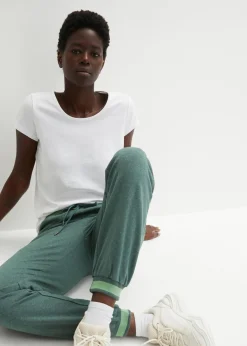 bonprix bonprix Pantalones de chándal de mezcla de algodón (2 unidades) negro + verde oscuro jaspeado Best