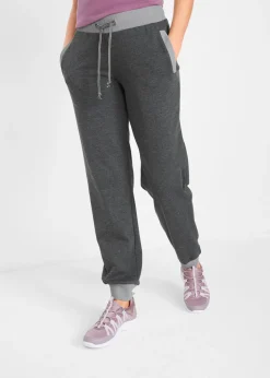 bonprix bonprix Pantalones deportivos con cintura en contraste Negro jaspeado