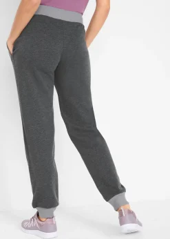 bonprix bonprix Pantalones deportivos con cintura en contraste Negro jaspeado