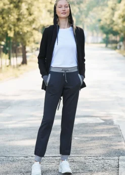 bonprix bonprix Pantalones deportivos con cintura en contraste Negro jaspeado