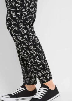 bonprix bonprix Pantalones premamá con estampado divertido, mezcla de viscosa, loose fit Negro de flores Sale