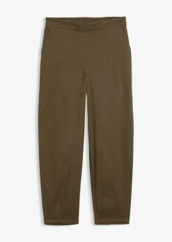 bonprix bonprix Pantalones sin cierre de mezcla de algodón Verde oliva oscuro New