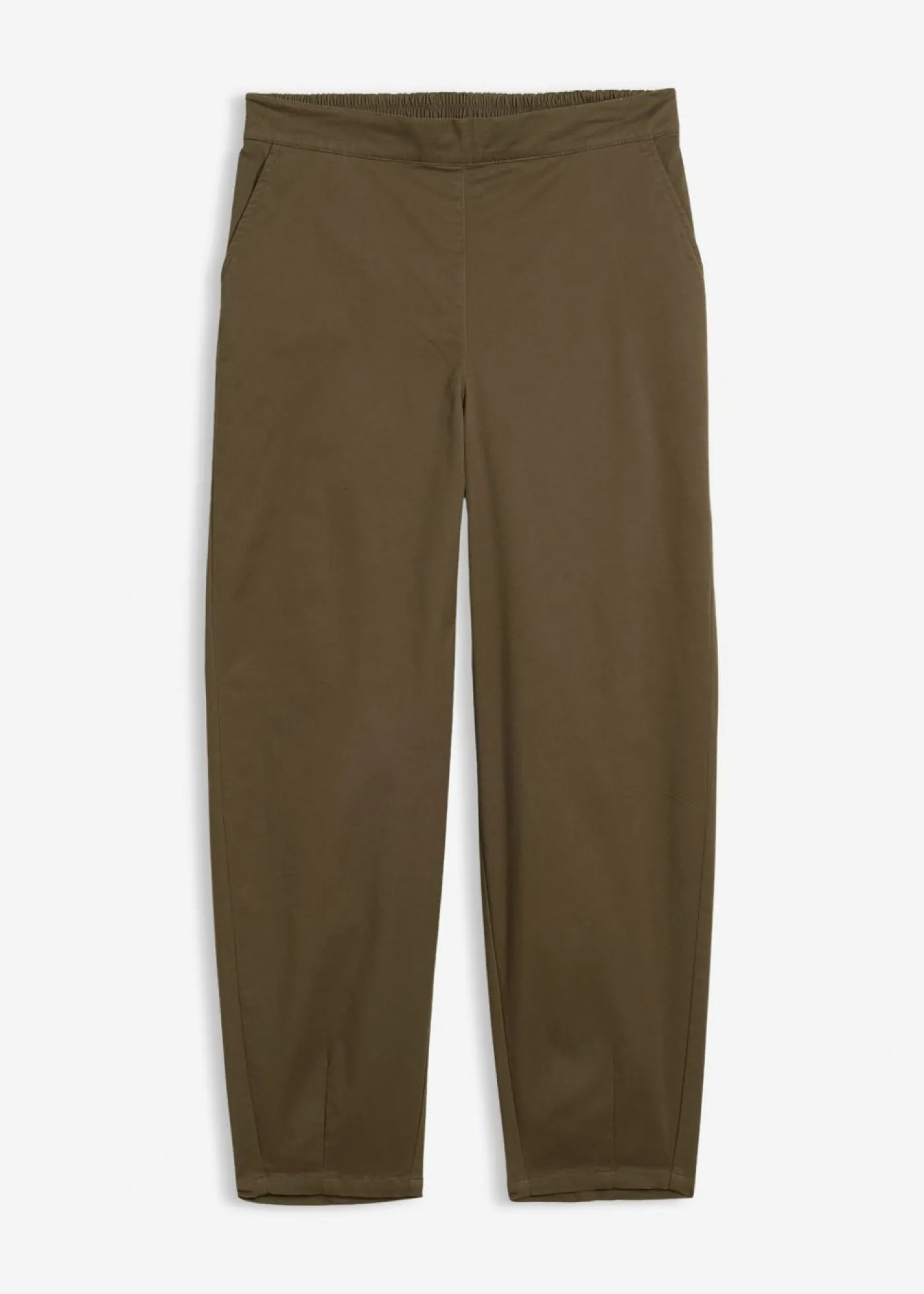 bonprix bonprix Pantalones sin cierre de mezcla de algodón Verde oliva oscuro New