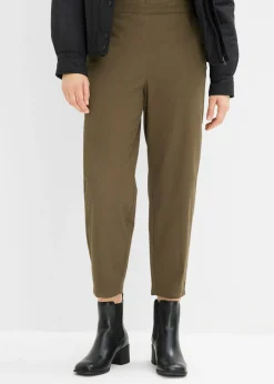 bonprix bonprix Pantalones sin cierre de mezcla de algodón Verde oliva oscuro New