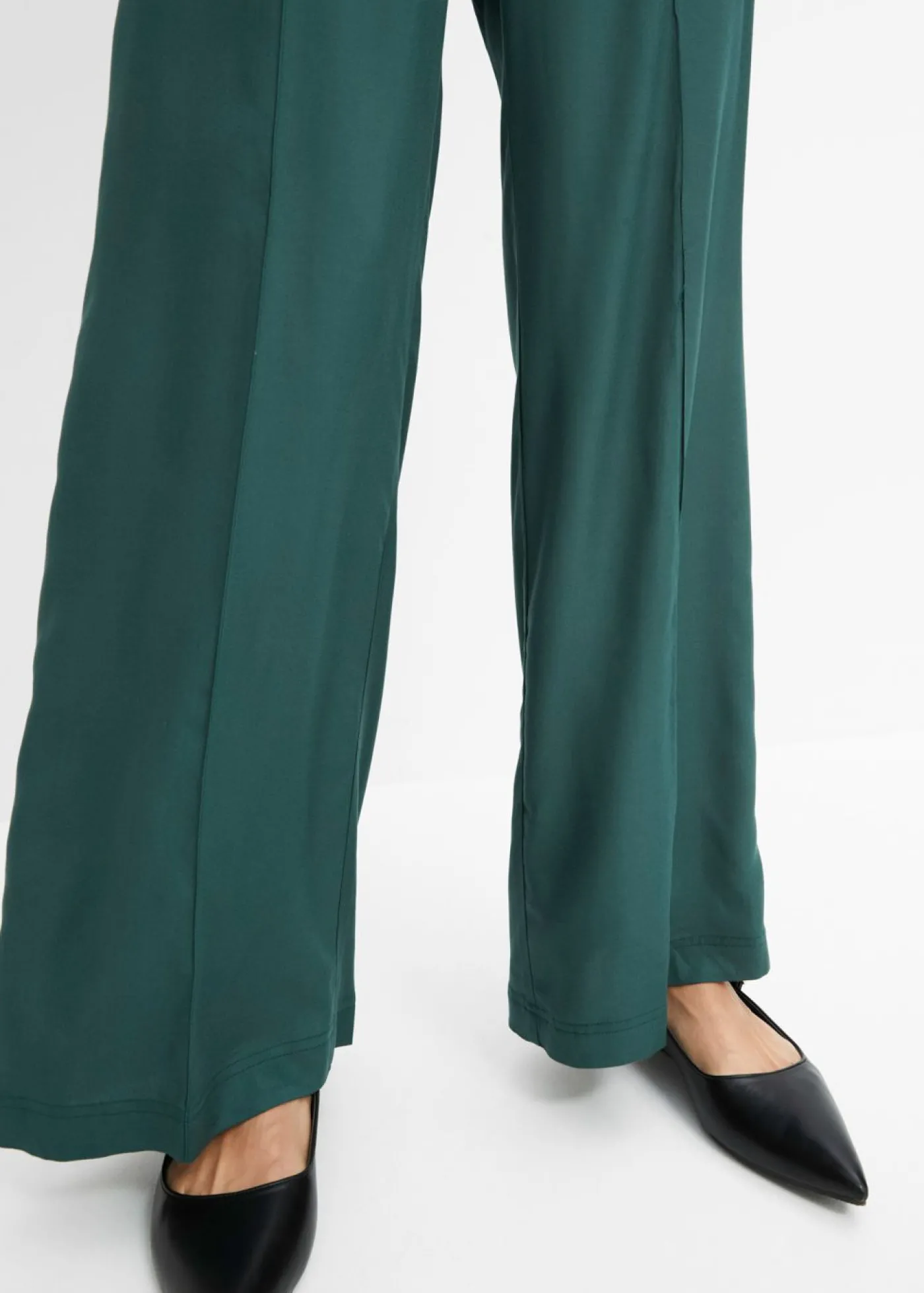 bonprix bonprix Pantalones slip-on de crepé de viscosa fluido verde mate Outlet