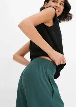 bonprix bonprix Pantalones slip-on de crepé de viscosa fluido verde mate Outlet