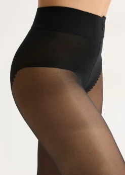 bonprix bonprix Pantis de 30 den con braguita y cinturilla cómoda Negro Online