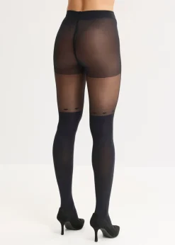 bonprix bonprix Pantis de 70 den con corazones y diseño por encima de la rodilla Negro Sale
