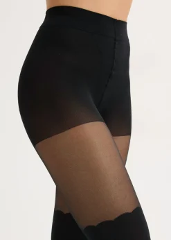 bonprix bonprix Pantis de 70 den con diseño por encima de la rodilla Negro New