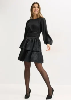 bonprix bonprix Pantis 30 den de poliamida reciclada con cinturilla cómoda y corazones en la parte posterior Negro New