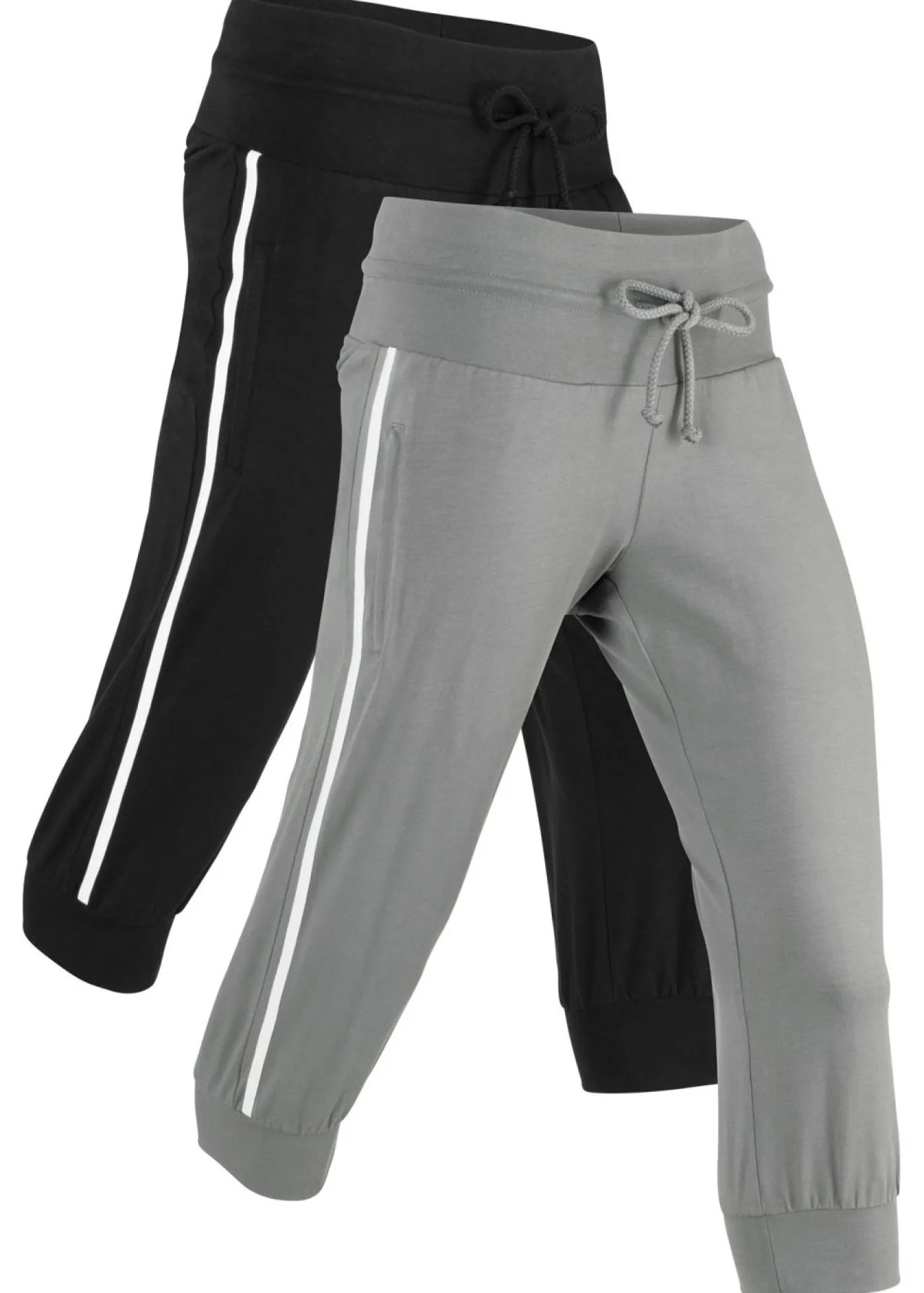 bonprix bonprix Paquete de 2 braguitas deportivas elásticas, 3/4 de largo, nivel 1 negro+gris ahumado Best