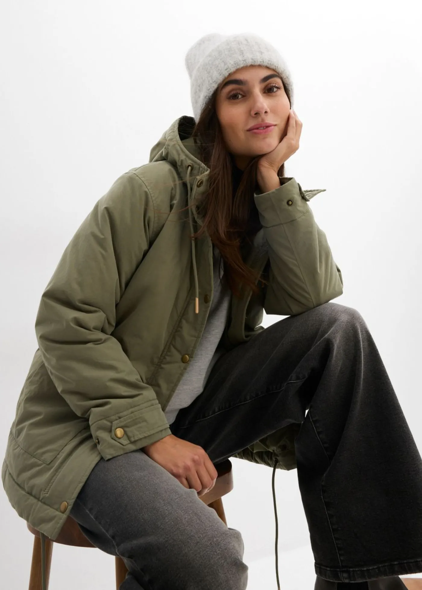 bonprix bonprix Parka acolchada Verde oliva