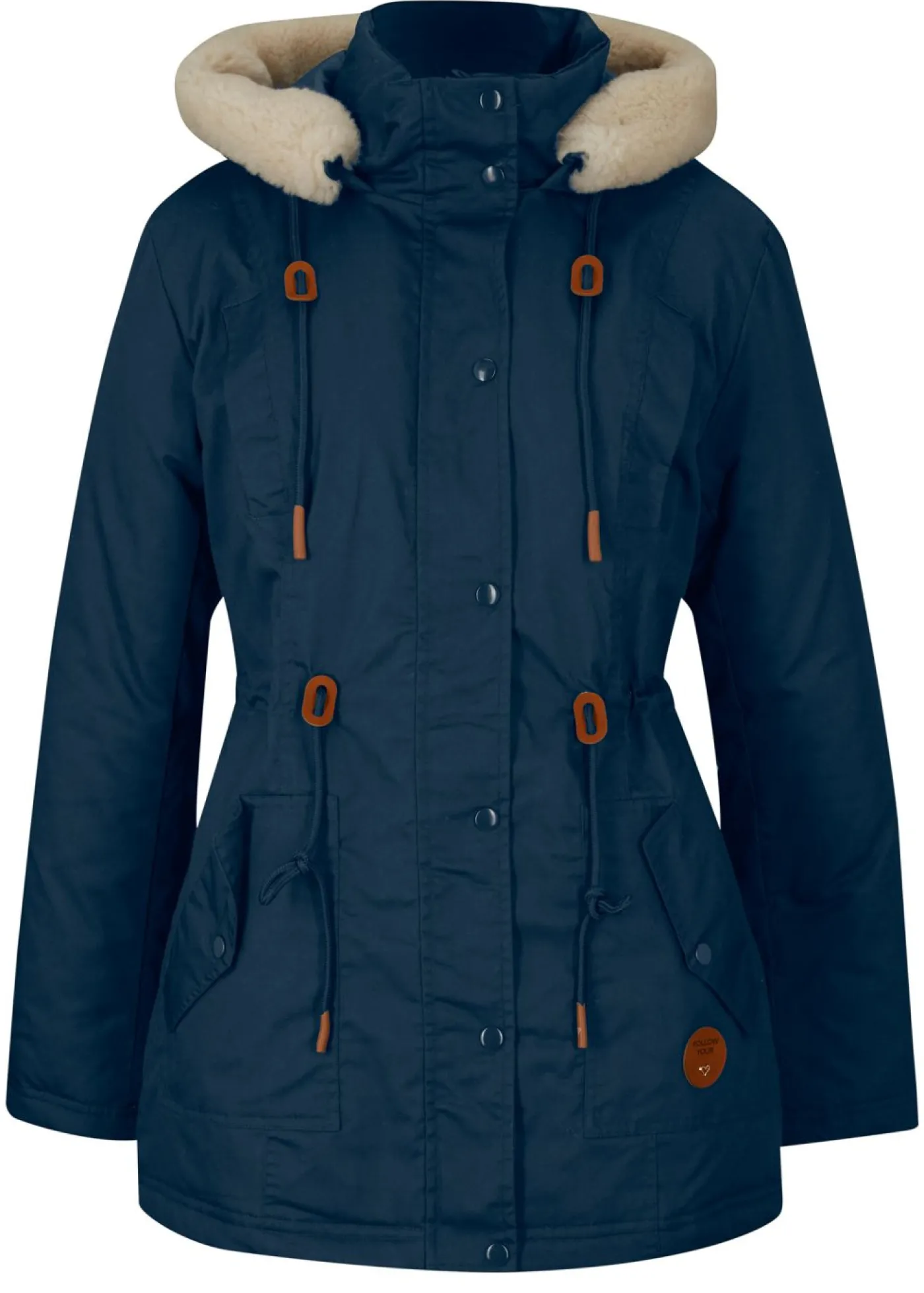 bonprix bonprix Parka acolchada con ribete de pelo sintético Azul marino Discount