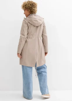 bonprix bonprix Parka con capucha Marrón grisáceo Online