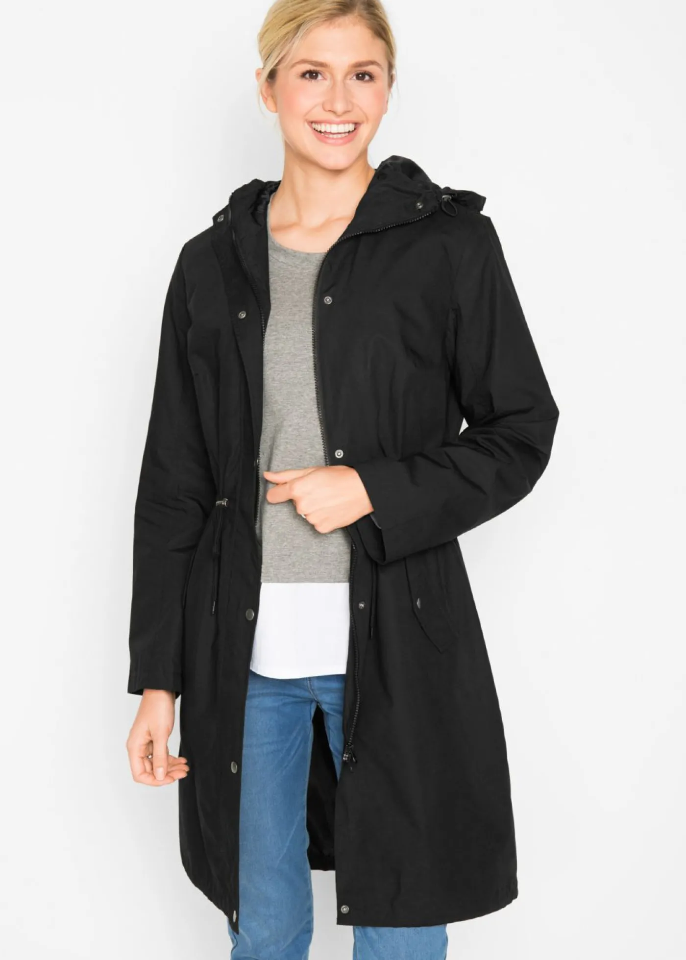 bonprix bonprix Parka con capucha Negro Discount