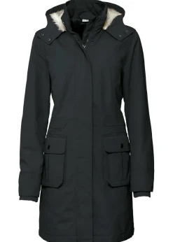 bonprix bonprix Parka con capucha forrada de tejido polar Negro Sale